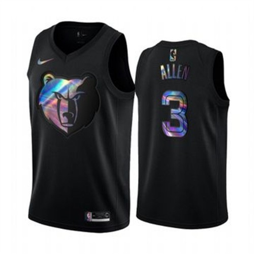 Memphis Grizzlies #3 Grayson Allen Mens Iridescent Holographic Collection Jersey - Black Mens