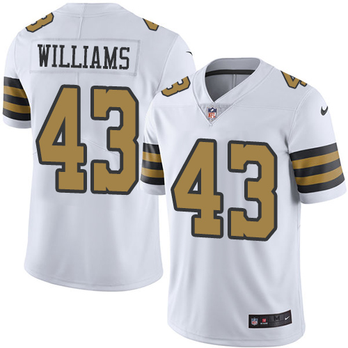 New Orleans Saints #43 Marcus Williams White Youth Stitched Limited Rush Jersey Youth