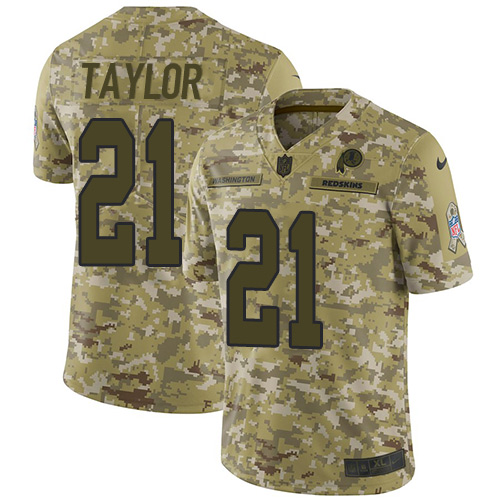 Commanders #21 Sean Taylor Camo Youth Stitched Limited 2018 Salute To Service Jersey