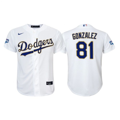 Los Angeles Los Angeles Dodgers #81 Victor Gonzalez Youth 2021 Gold Program World Series Champions Jersey Whtie Youth
