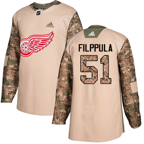Adidas Detroit Red Wings #51 Valtteri Filppula Camo Authentic 2017 Veterans Day Stitched Jersey Men's