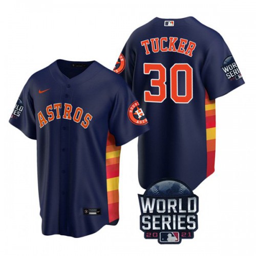 Houston Houston Astros #30 Kyle Tucker Men's 150th Anniversary 2021 World Series Game Jersey - Navy Men's