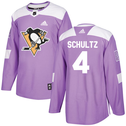 Adidas Pittsburgh Penguins #4 Justin Schultz Purple Authentic Fights Cancer Stitched Jersey Men's