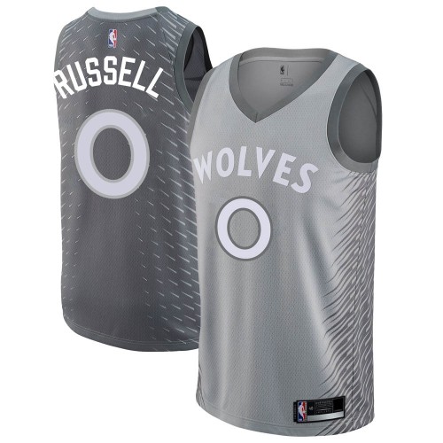 Minnesota Timberwolves #0 DAngelo Russell Silver Swingman City Edition Jersey Mens