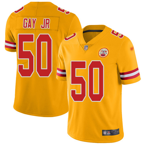 Kansas City Chiefs #50 Willie Gay Jr. Gold Men's Stitched Limited Inverted Legend Jersey Men's