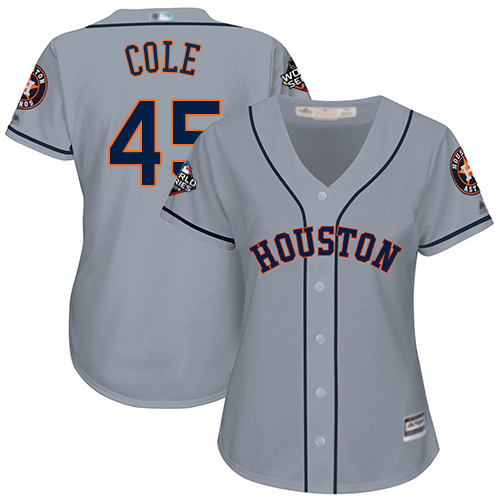 Houston Astros #45 Gerrit Cole Grey Road 2019 World Series Bound Women's Stitched Jersey Womens