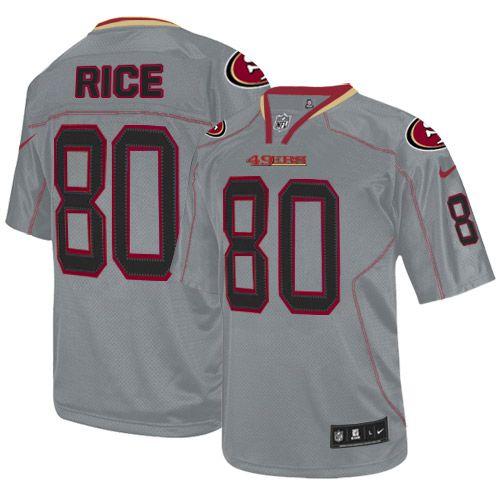 49ers #80 Jerry Rice Lights Out Grey Youth Stitched Elite Jersey