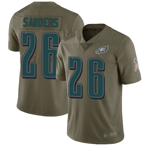 Eagles #26 Miles Sanders Olive Youth Stitched Limited 2017 Salute To Service Jersey