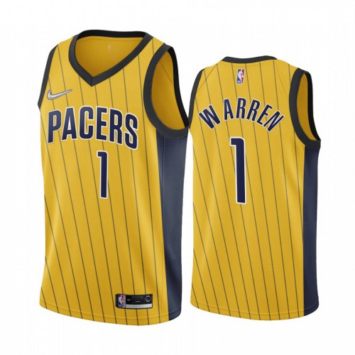 Indiana Indiana Pacers #1 T.J. Warren Gold Swingman 2020-21 Earned Edition Jersey Mens