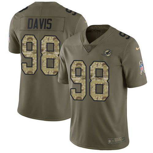 Miami Dolphins #98 Raekwon Davis Olive/Camo Men's Stitched Limited 2017 Salute To Service Jersey Men's