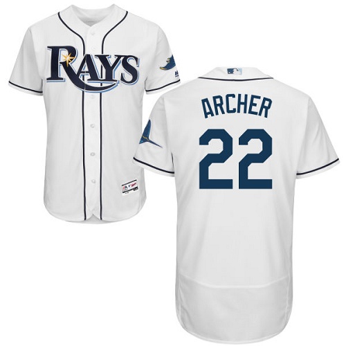 Tampa Bay Rays #22 Chris Archer White Flexbase Authentic Collection Stitched Jersey Men's