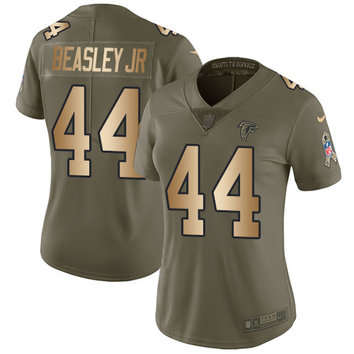 Atlanta Falcons #44 Vic Beasley Jr Olive/Gold Women's Stitched Limited 2017 Salute to Service Jersey Womens