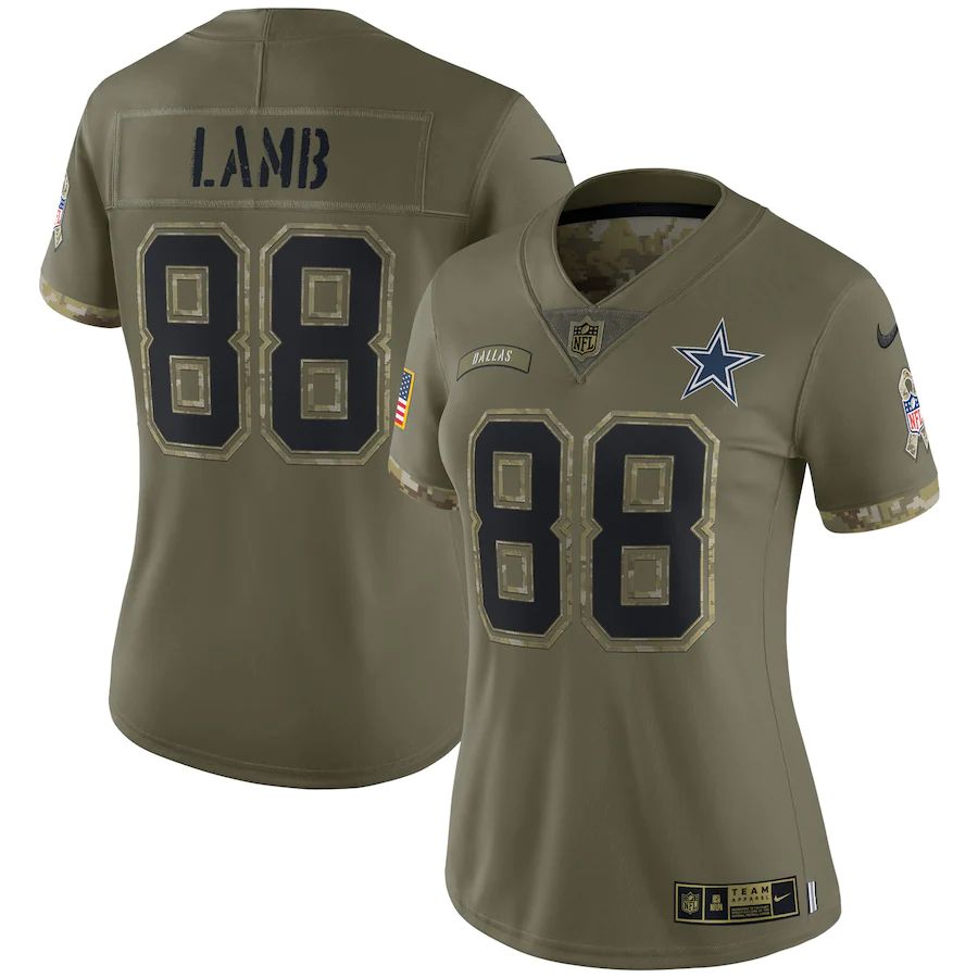 Dallas Cowboys #88 Ceedee Lamb Women's 2022 Salute To Service Limited Jersey - Olive