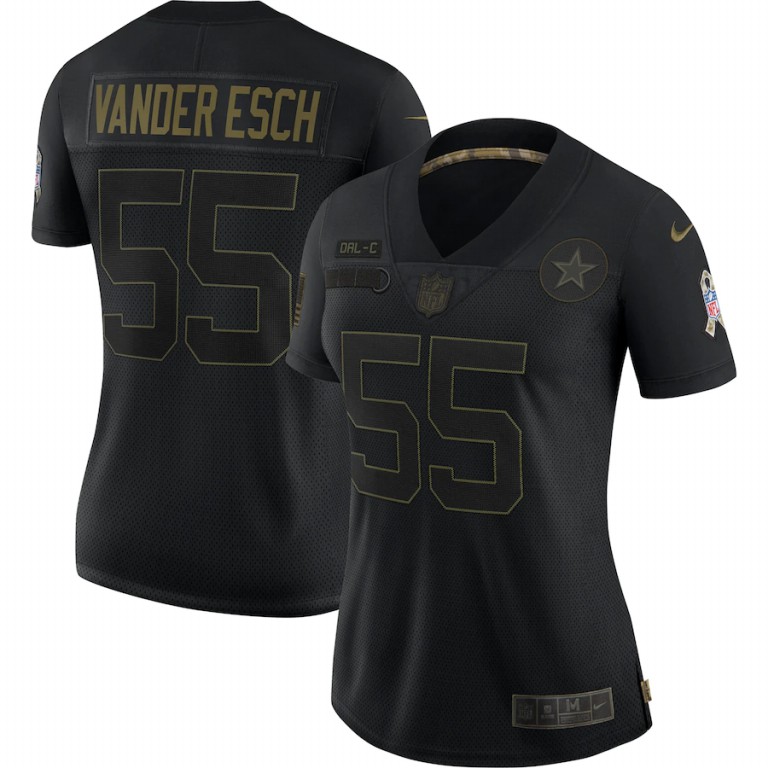 Dallas Cowboys #55 Leighton Vander Esch Women's 2020 Salute To Service Limited Jersey Black