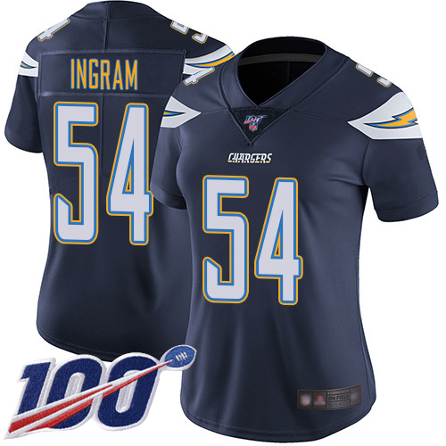Los Angeles Chargers #54 Melvin Ingram Navy Blue Team Color Women's Stitched 100th Season Vapor Limited Jersey Womens