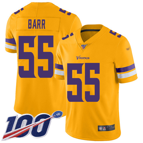 Minnesota Vikings #55 Anthony Barr Gold Men's Stitched Limited Inverted Legend 100th Season Jersey Men's