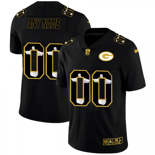 Green Bay Packers Custom Men's Carbon Black Vapor Cristo Redentor Limited Jersey