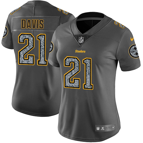 Pittsburgh Steelers #21 Sean Davis Gray Static Women's Stitched Vapor Untouchable Limited Jersey Womens