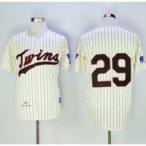 Mitchell And Ness 1969 Minnesota Twins #29 Rod Carew Cream Throwback Stitched Jersey Men's