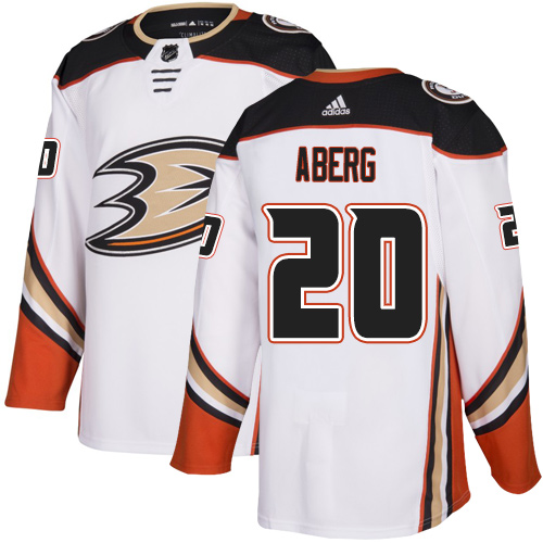Adidas Anaheim Ducks #20 Pontus Aberg White Road Authentic Stitched Jersey Men's