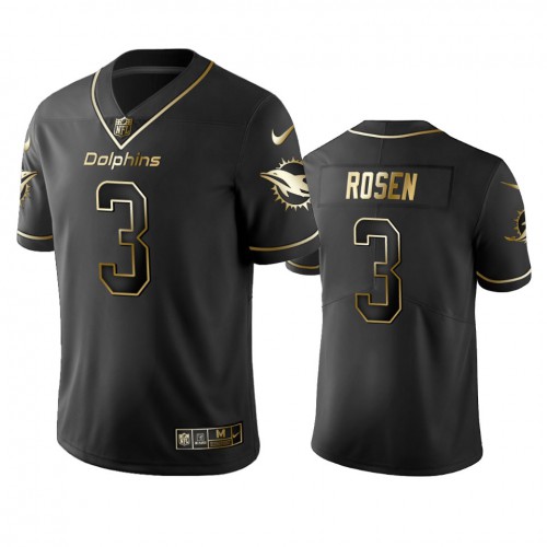 Miami Dolphins #3 Josh Rosen Men's Stitched Vapor Untouchable Limited Black Golden Jersey Men's