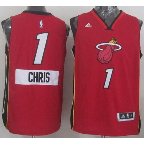 Miami Heat #1 Chris Bosh Red 2014-15 Christmas Day Stitched Jersey Mens