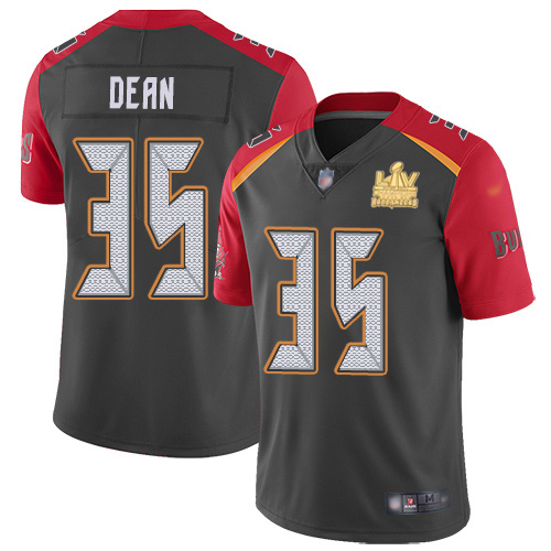 Tampa Bay Buccaneers #35 Jamel Dean Gray Men's Super Bowl LV Champions Patch Stitched Limited Inverted Legend Jersey Men's