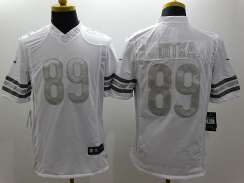 Bears #89 Mike Ditka White Men's Stitched Limited Platinum Jersey