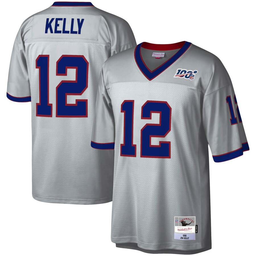 Buffalo Bills #12 Jim Kelly Mitchell & Ness 100 Retired Player Platinum Jersey