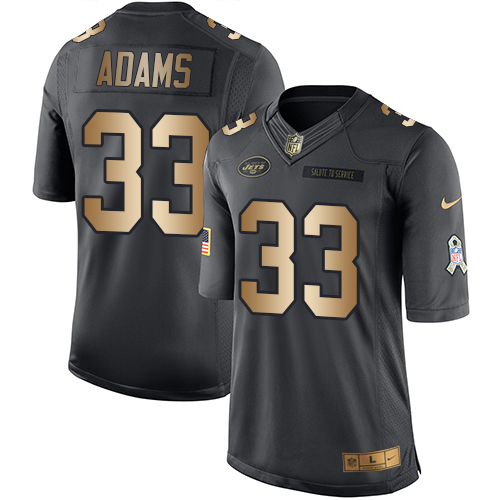 New York Jets #33 Jamal Adams Black Men's Stitched Limited Gold Salute To Service Jersey Men's