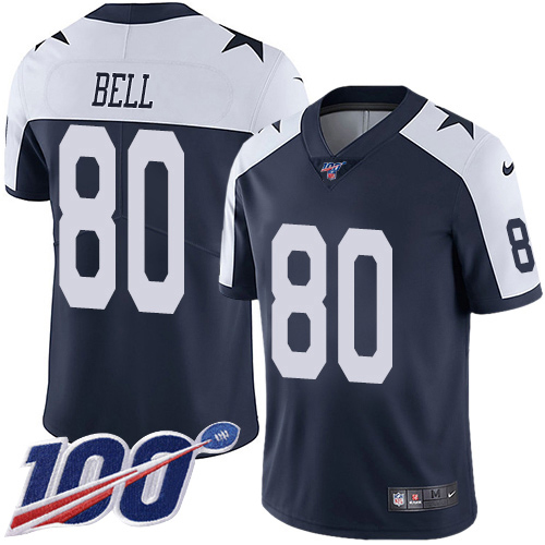 Dallas Cowboys #80 Blake Bell Navy Blue Thanksgiving Youth Stitched 100th Season Vapor Throwback Limited Jersey Youth
