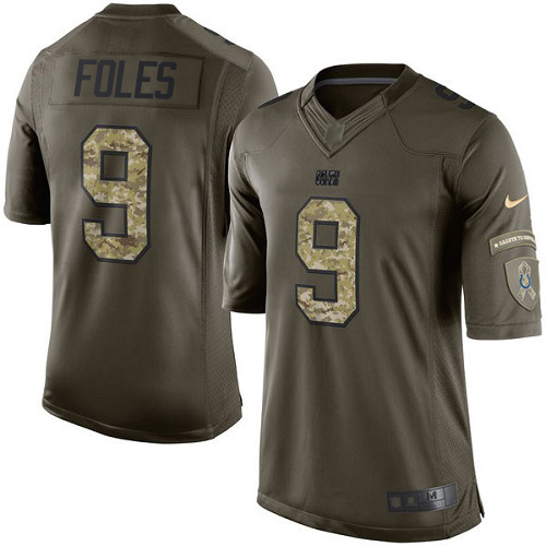 Colts #9 Nick Foles Green Men's Stitched Limited 2015 Salute To Service Jersey