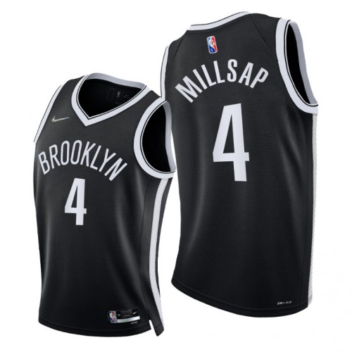 Brooklyn Nets #4 Paul Millsap Womens 2021-22 75th Diamond Anniversary Jersey Black Womens