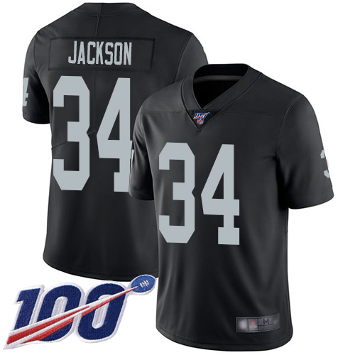 Raiders #34 Bo Jackson Black Team Color Men's Stitched 100th Season Vapor Limited Jersey