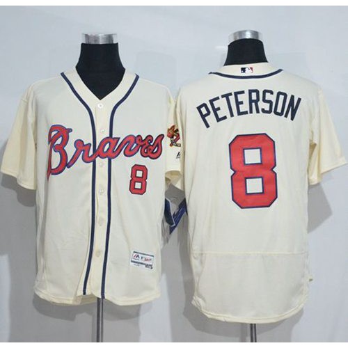 Atlanta Braves #8 Jace Peterson Cream Flexbase Authentic Collection Stitched Jersey Men's