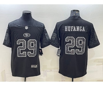 Men's Youth Women's San Francisco 49ers #29 Talanoa Hufanga Black Reflective Limited Stitched Football Jersey