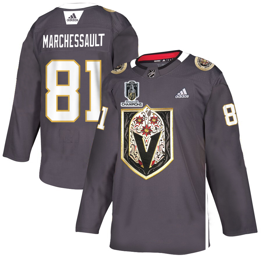 Vegas Golden Knights #81 Jonathan Marchessault Men's Grey 2023 Stanley Cup Champions Adidas Latino Heritage Night Stitched Jersey