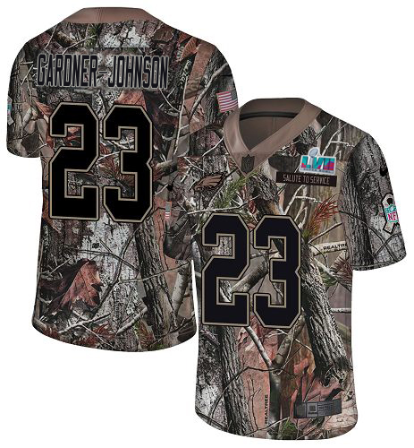 Eagles #23 C.J. Gardner-Johnson Camo Super Bowl LVII Patch Youth Stitched Limited Rush Realtree Jersey