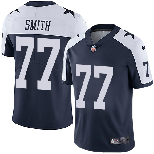 Dallas Cowboys #77 Tyron Smith Navy Blue Thanksgiving Youth Stitched Vapor Untouchable Limited Throwback Jersey Youth