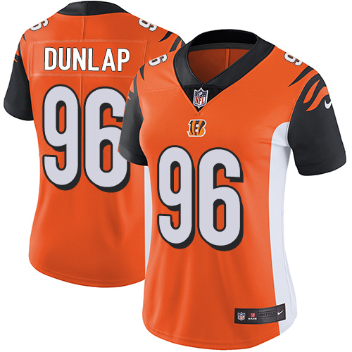 Cincinnati Bengals #96 Carlos Dunlap Orange Alternate Women's Stitched Vapor Untouchable Limited Jersey Womens