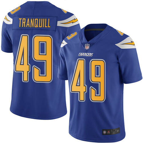 Los Angeles Chargers #49 Drue Tranquill Electric Blue Men's Stitched Limited Rush Jersey Men's