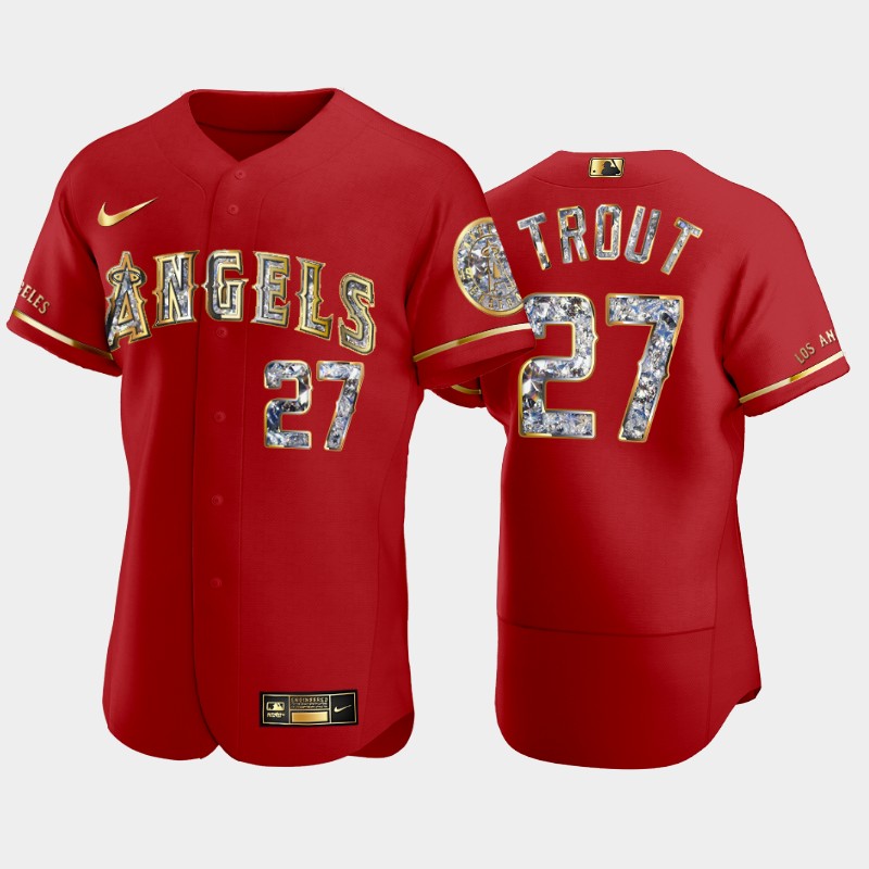 Los Angeles Angels #27 Mike Trout Men's Diamond Edition Jersey - Red