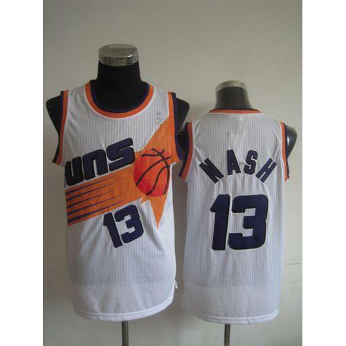Phoenix Suns #13 Steve Nash White Throwback Stitched Jersey Mens