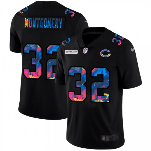 Chicago Chicago Bears #32 David Montgomery Men's Multi-Color Black 2020 Crucial Catch Vapor Untouchable Limited Jersey Men's