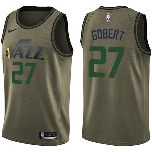 Utah Jazz #27 Rudy Gobert Green Salute to Service Youth Swingman Jersey Youth