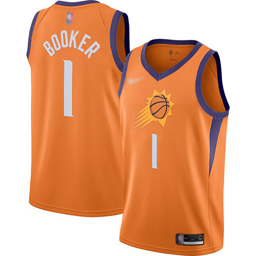 Phoenix Suns #1 Devin Booker Orange Swingman Statement Edition 2019/2020 Jersey Mens