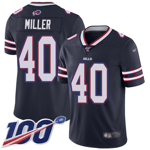 Bills #40 Von Miller Navy Youth Stitched Limited Inverted Legend 100th Season Jersey