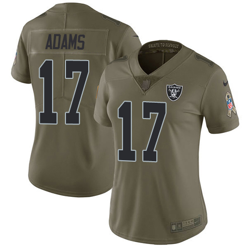 Raiders #17 Davante Adams Olive Women's Stitched Limited 2017 Salute To Service Jersey
