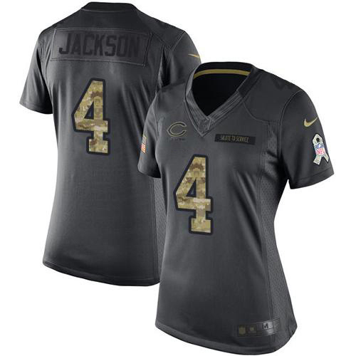 Bears #4 Eddie Jackson Black Women's Stitched Limited 2016 Salute To Service Jersey