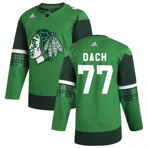 Chicago Chicago Blackhawks #77 Kirby Dach Men's Adidas 2020 St. Patrick's Day Stitched Jersey Green.jpg.jpg Men's